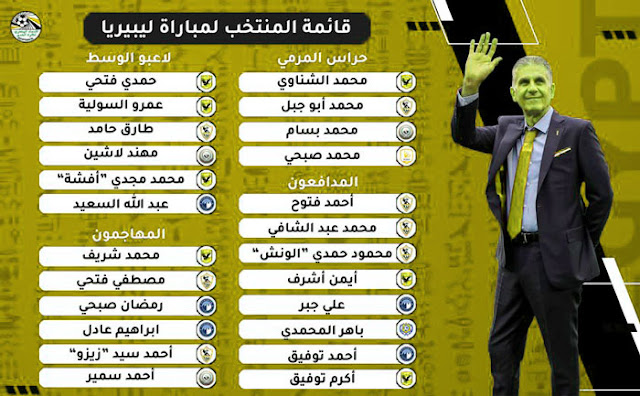24 لاعبا في معسكر المنتخب المصري استعدادًا لودية ليبيريا..لا وجود للمحترفين في القائمة